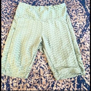 Textured Light Green Biker Shorts